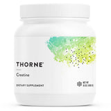 Thorne Creatine 450g dietary supplement container with green design and white label.