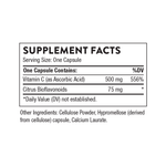 Supplement facts for Thorne Vitamin C with Flavonoids 90 Caps showing ingredients and nutritional information.