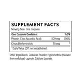 Supplement facts for Thorne Vitamin C with Flavonoids 90 Caps showing ingredients and nutritional information.