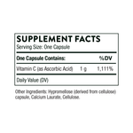 Thorne Vitamin C 1000mg 90 Caps Supplement Facts showing Vitamin C content per capsule