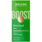 Weleda Skin Food Glow Serum Drops 30ml packaging showcasing skin-perfecting formula for a radiant complexion.